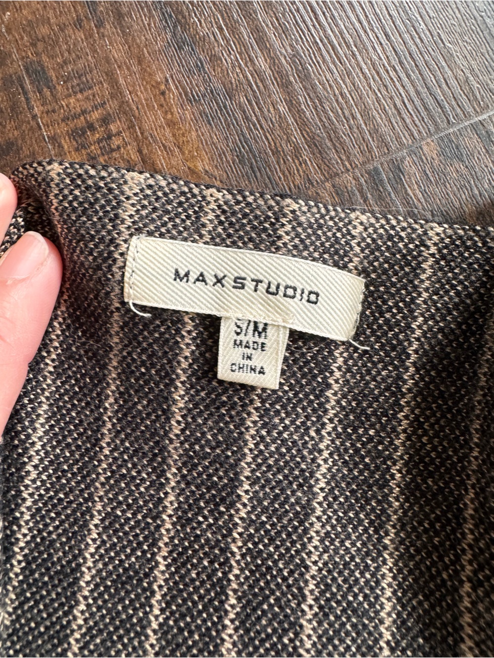 Max Studio Black Pleated A-Line Skirt with White Pinstripes - Picture 3 of 4